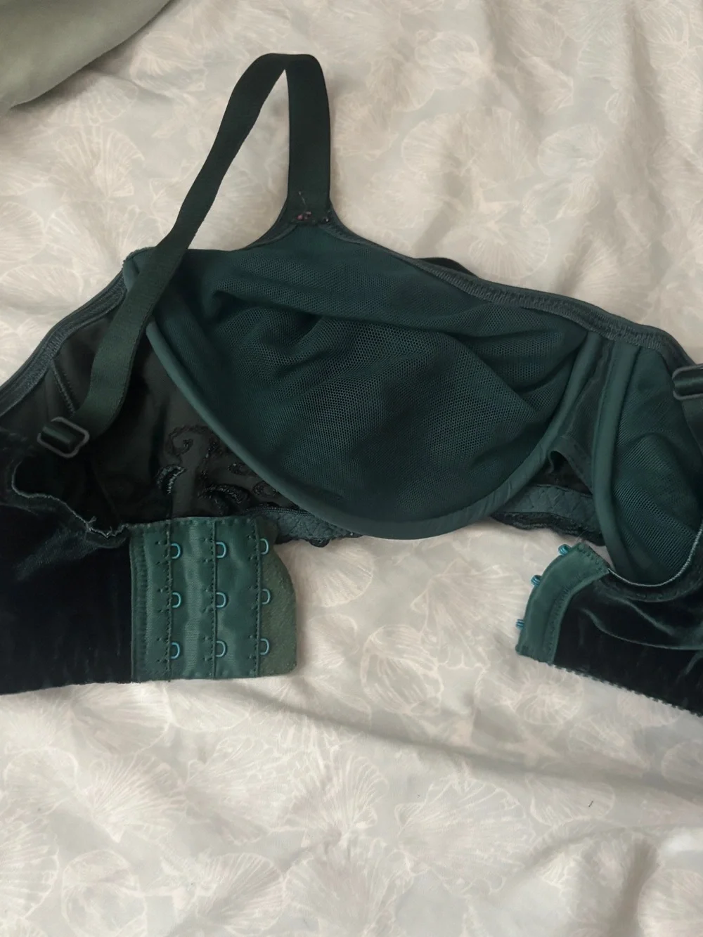 Velvet Lace-Trim Bralette - Dark Green